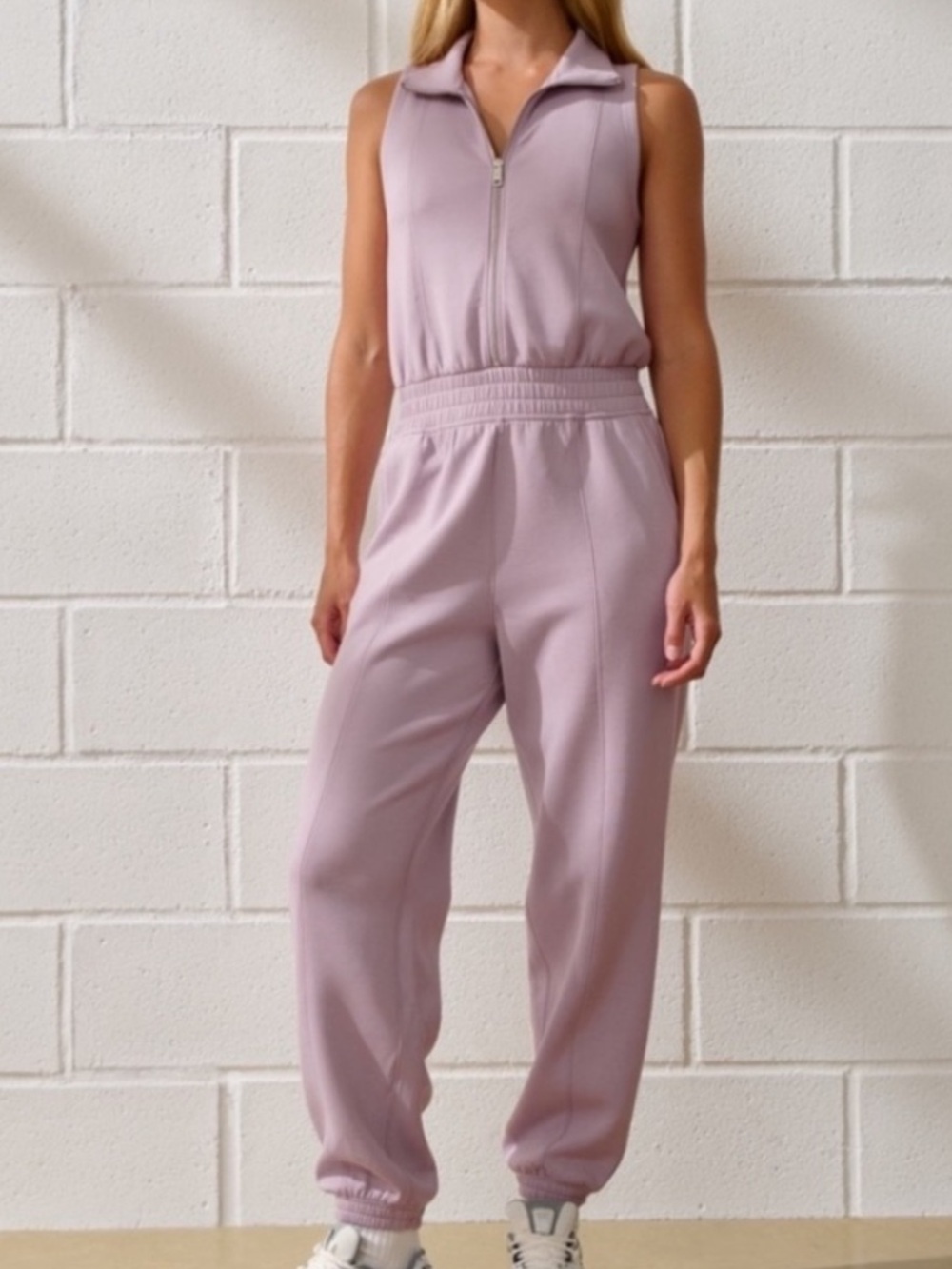 YPB Your Personal Best Women XL Mauve Sleeveless neoKNIT Half-Zip Jumpsuit NWT